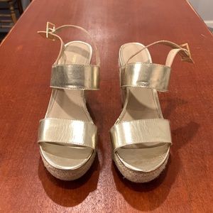 Gold Strappy Wedges, Size 7
